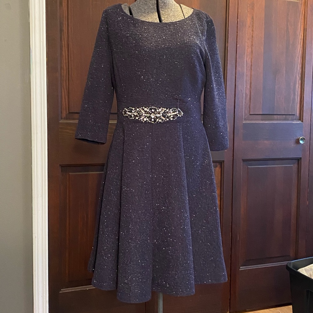 Eliza J Gorgeous Gray Formal Sparkly Rhinestone Dress 8